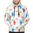 thumbnail image 5 of Lsque Pikmin Pattern Casual Men's Hoodie,Hooded Sweatshirt with Kangaroo Pocket,Pullover Hoodie-Large, 5 of 8