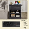 thumbnail image 2 of PLAMLE End Table for Living Room with Drawers Storage Retro Sofa Side Table with Charging Station Wooden Nightstand End Table, 2 of 8
