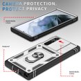 thumbnail image 4 of Military Grade Drop Impact for Samsung Galaxy S25 Ultra Camera Lens Slide Protection Case 360 Metal Rotating Ring Kickstand Holder Armor Shockproof Case For Samsung Galaxy S25 Ultra, Black+White, 4 of 11