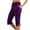 Purple(Trending), variant on Mingw Slim Fit Capris Summmer Trousers Women Solid Color Elastic Waist Sports Casual Capris Pants With Side Pockets,Purple,2XL