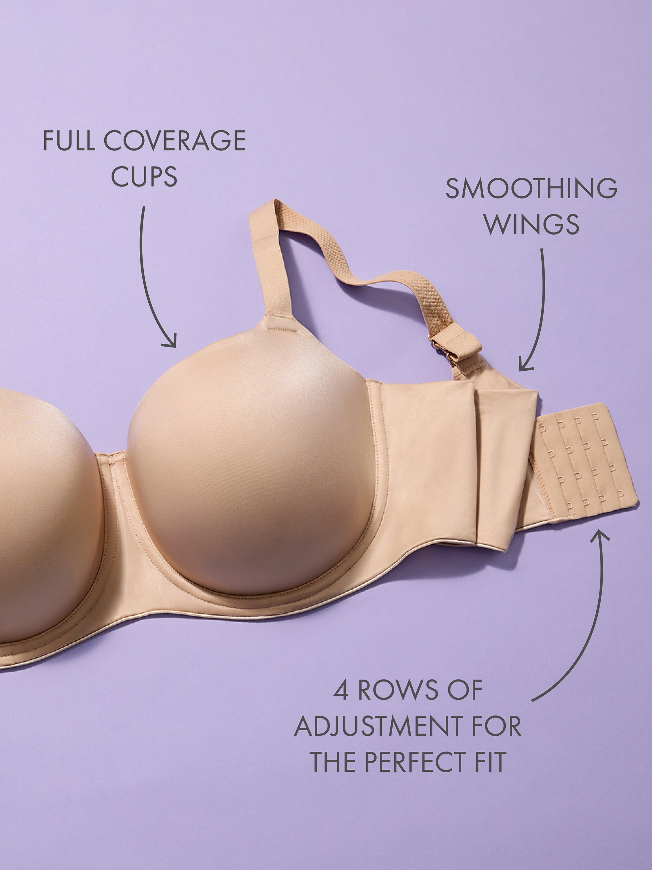 Joyspun Women's & Women's Plus Smooth Balconette Bra, Sizes 38DD-46DDD