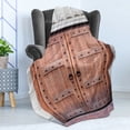 thumbnail image 4 of Rustic Soft Flannel Fleece Blanket, Antique French Wooden Door Old Medieval Historical Entrance Middle Age Design, Cozy Plush for Indoor and Outdoor Use, 70" x 90", Brown and Cream, by Ambesonne, 4 of 5