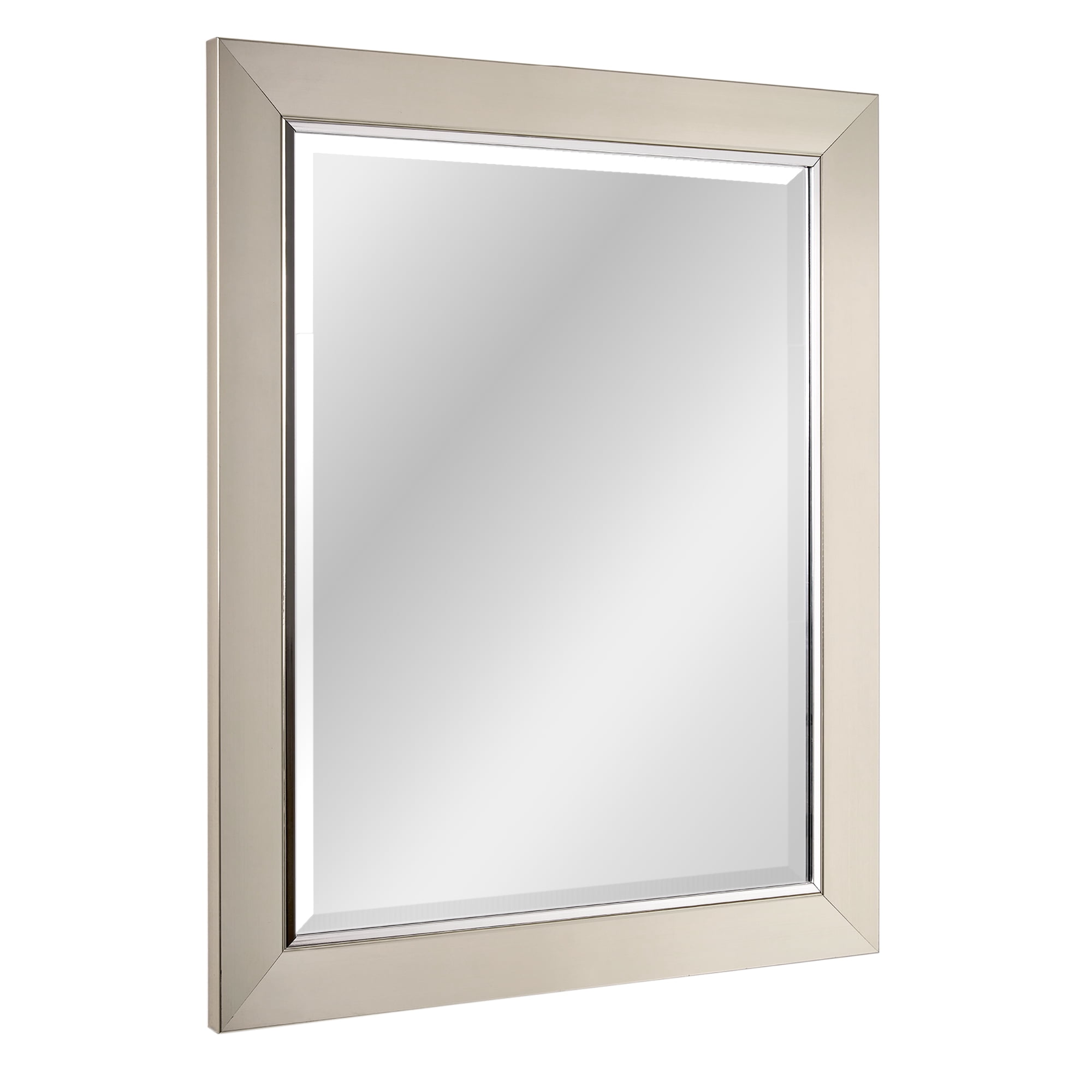 Head West Brushed Nickel Frame Vanity Mirror with Chrome Liner - 27.5" x 33.5"