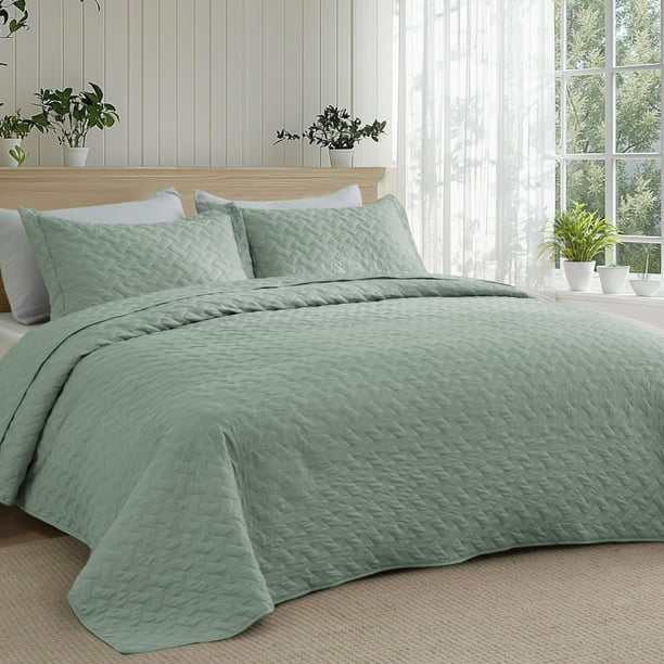 Colchas ligeras Quilt Bedsure, tamaño king, color verde salvia