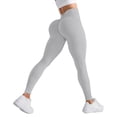 thumbnail image 3 of Women's High Waisted Yoga Pants, Seamless Texture Fitness Leggings, Hip Lifting Slim Fit Long Length Quick Drying Workout Pants, Tummy Control Butt Lifting Leggings for Women Grey M, 3 of 8