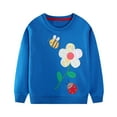 thumbnail image 3 of HILEELANG Toddler Girls(2-7Y) Blue Sweatshirt Cotton Falling Shoulder Sleeve Pullover Colorful Royal Flower Fall Winter Shirt 5T, 3 of 8
