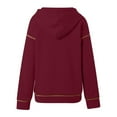 thumbnail image 5 of Women's Solid Color Hooded Pullover Sweatshirt, Half Zip Cropped Short Length Long Sleeve Athletic Top with Front Pocket, Sporty Casual Streetwear for Cold Weather Warmth and Comfort Wine XXXL, 5 of 5