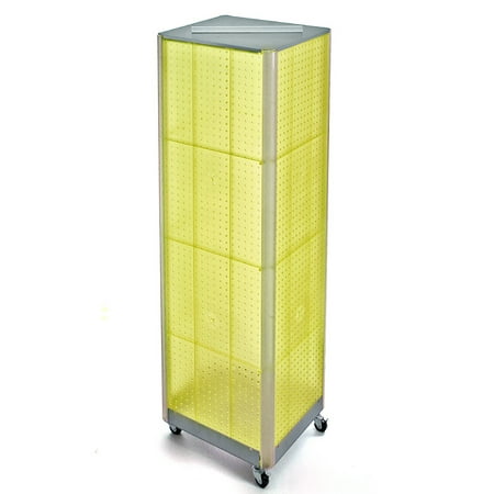 

Azar Displays 700406-YEL Yellow Four-Sided Pegboard Tower Floor Display on Wheeled Base. Panel Size: 16 W x 64.25 H