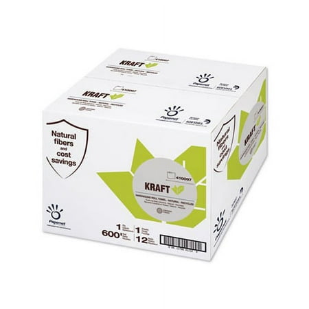 Papernet Heavenly Soft Hardwound Paper Towel Kraft, 7.8" x 600 ft, Brown, 12 Rolls/Carton