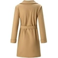 thumbnail image 4 of Kukuzhu Women’s Wool Blend Trench Coat Winter Open Front Notch Lapel Midi Belted Parka Pea Coat, 4 of 7