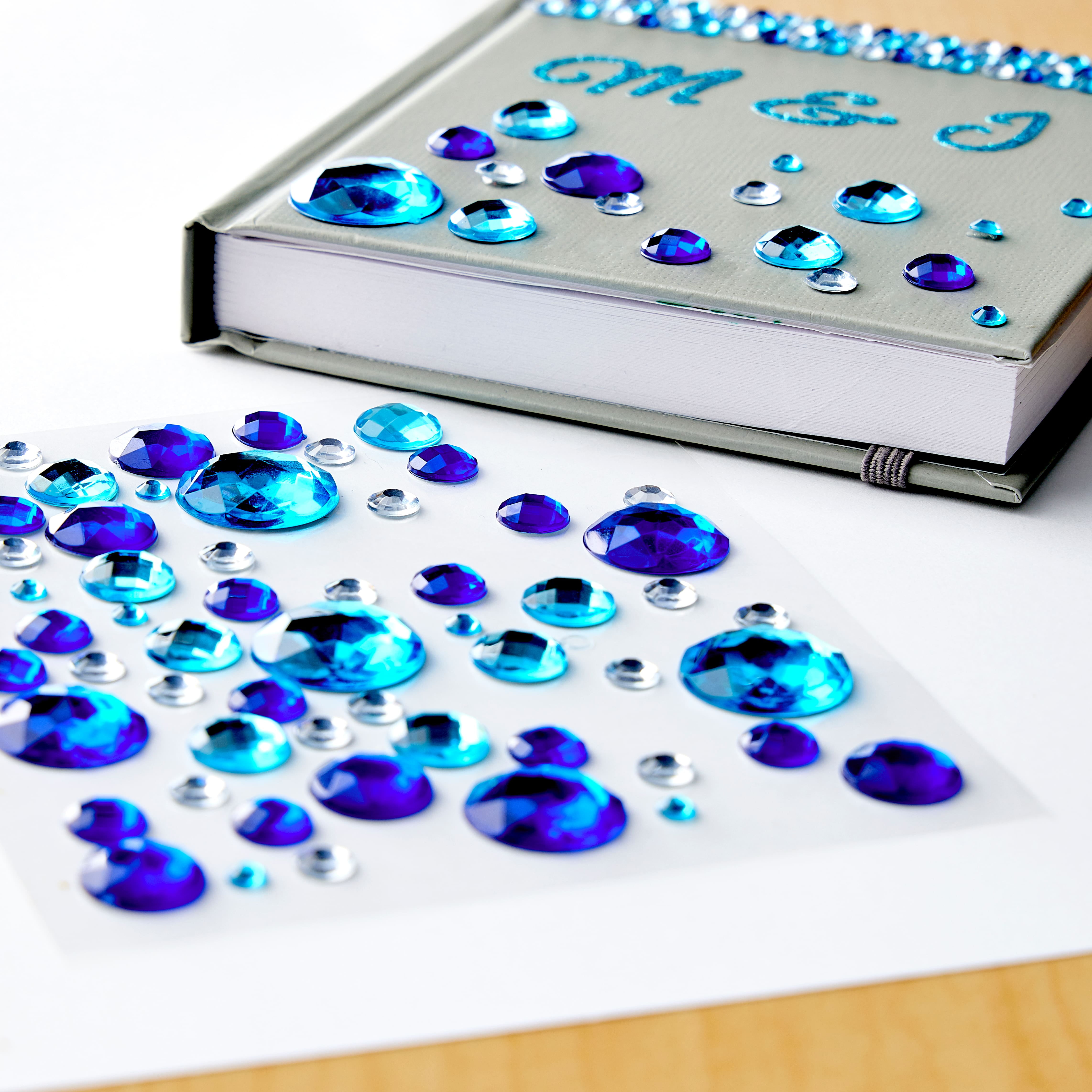 Recollections Blue Mixed Gem Bling Sticker Sheet, 12 Pack