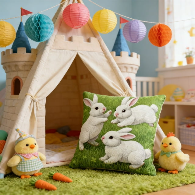 BAOPAI Easter Pillowcase Short Fleece Material Comfortable Touch Homee Decor for Living Room Bedroom Sofa