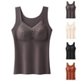 thumbnail image 2 of Fengactive Built in Bra Tank Tops for Women 2025 Elegant Lace Patchwork Thermal Underwear High Stretch Comfy Layer Cami, 2 of 6