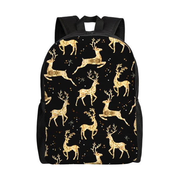 Balery Christmas Gold Deers Mochila - Mochila Estilosa y Duradera para Laptop de 15 Pulgadas con Tela Oxford Impermeable