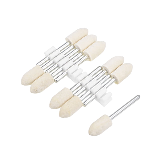 Puntos montados de fieltro de lana de 8 mm, ruedas de pulido cónicas, cabezales de molienda con vástago de 1/8 de pulgada para herramienta rotativa, 10 piezas