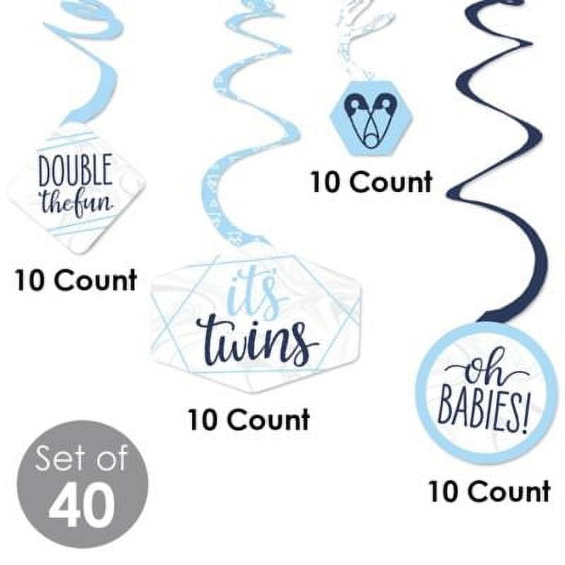 Big Dot Of Happiness 'It's Twin Boys' Baby Shower Hanging Decor - Set Of 40 Swirls, Blue Theme