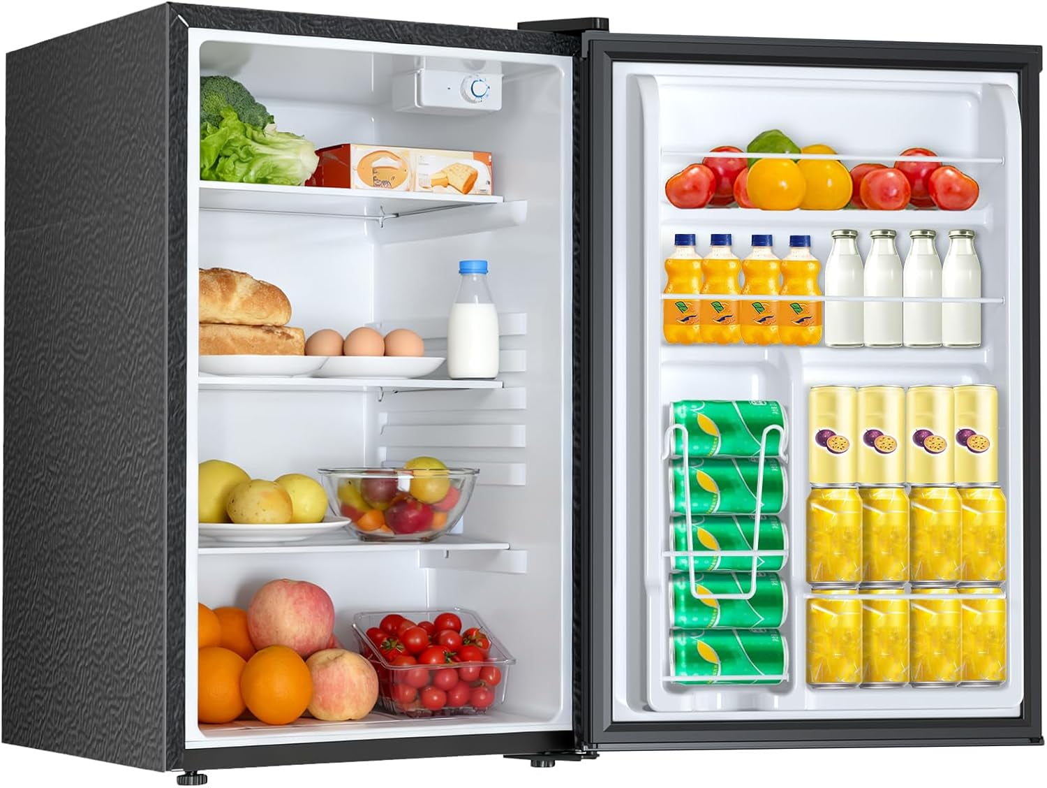 WAA 4.5 Cu.Ft Mini Fridge with Freezer Reversible Door,Adjustable Thermostat for Small Spaces (Black)