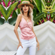 thumbnail image 1 of Camiseta sin mangas sexy con escote en V y espalda abierta que adelgaza el estilo europeo-americano. Camiseta sin mangas ajustada de seda con lazo que suaviza tu silueta., 1 of 4