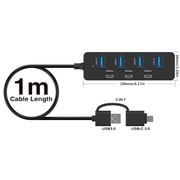 Portable 7 Port USB Hubs With Double USB A and C Inputs Enabling Data Transfer at 5Gbps for Multiple Devices