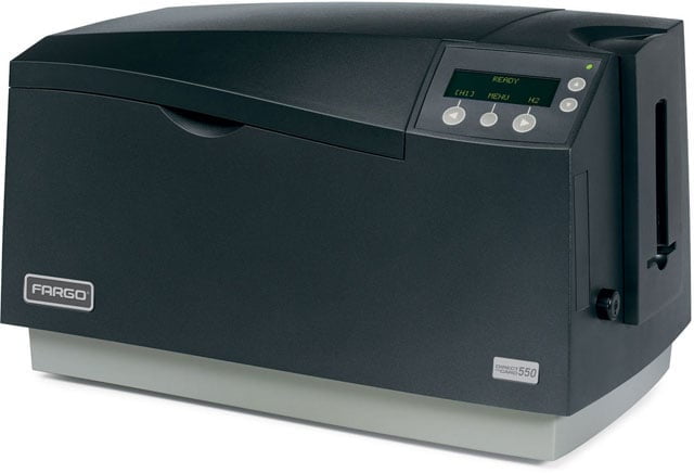 Fargo DTC 550 Dual-Sided ID Card Printer – Base Model, 300 dpi, P/N: 91820E