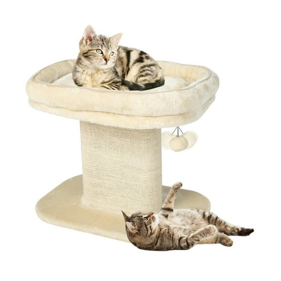 Spaco Cat Tree, 5Modern Cat Tree Tower with Large Plush Perch and Sisal Scratching Plate-Beige, Cat House with Platform Bed, Large Cozy Condo