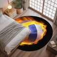 thumbnail image 3 of Flame Volleyball Washable Area Rug&nbsp;4 ft Sports Black Background Abstract Art Soft Round&nbsp;Rugs for Living Room, Non Slip Carpet for Bedroom&nbsp;Entryway Dining Room, 3 of 9