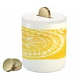 thumbnail image 1 of Yellow Piggy Bank, Mandala Pattern Art Geometric Floral Style Oriental Illustration Print, Ceramic Coin Bank Money Box for Cash Saving, 3.6" X 3.2", Yellow White, by Ambesonne, 1 of 4