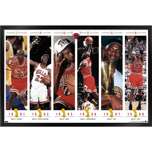 Michael Jordan - Championships Wall Poster, 22.375" x 34" Framed