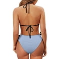 thumbnail image 6 of Uourmeti Blue & White Porcelain Floral Halter Bikini Set - Two Piece Triangle Swimsuit with Tie Side Bottoms for Beach Vacation & Pool Parties, 6 of 9