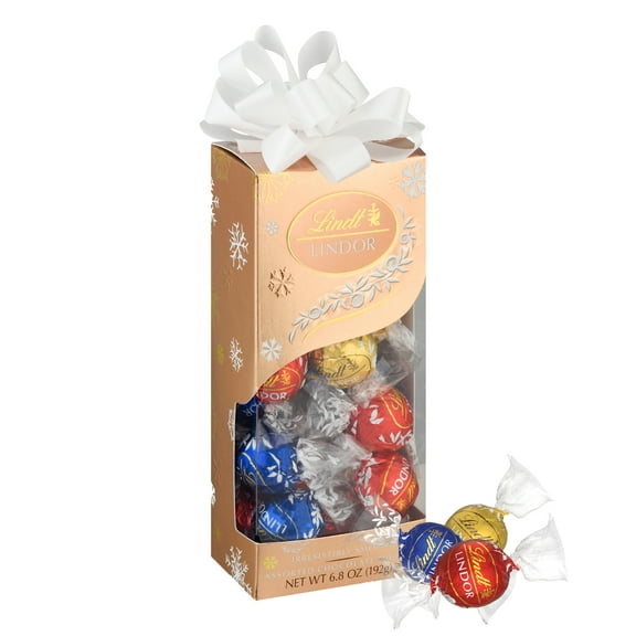 Lindt LINDOR Assorted Chocolate Christmas Candy Truffles Traditions Gift Box, 6.8 oz.