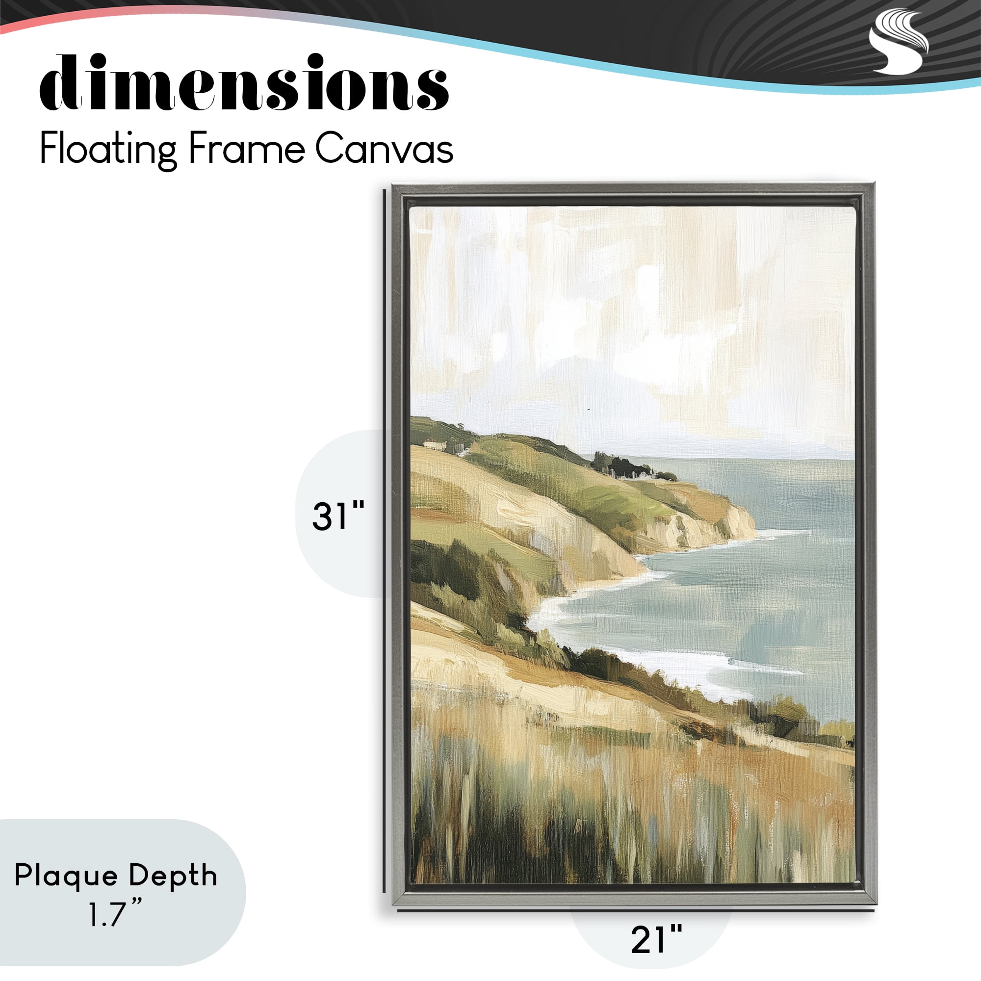 Stupell Industries Serene Cliff in Morning Light Gray Framed Floater Canvas Wall Art, design by Petal Prints Design