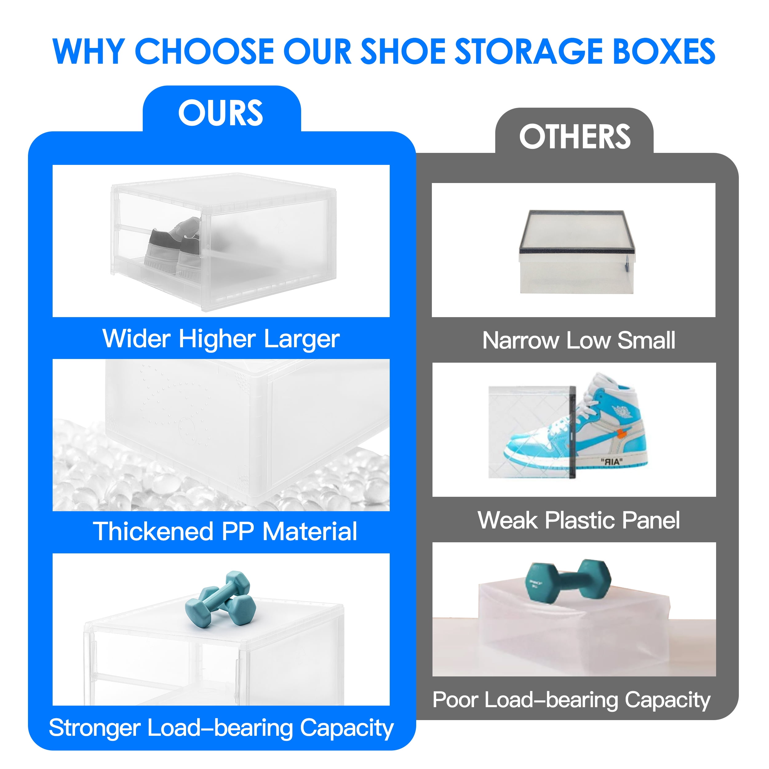 Prilinex 6Pcs Storage Bins with Lids, Shoe Boxes Clear Stackable Containers Organize Shoes Closet Shelves, Classroom Organization Teacher Tools, Clothes & Toy Storage