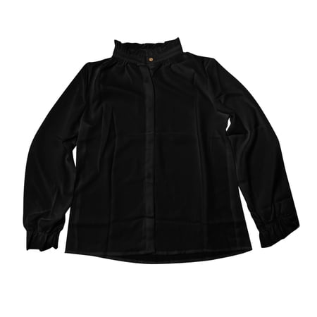 Bmisegm Girls Long Sleeve Solid Shirt with Ruffle Girls Long Sleeve Shirts Black 9-10 Years
