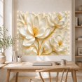 thumbnail image 5 of White Floral Blossoms with Golden Stems in Soft Beige Background, Calming Boho Wall Art for Flower Lovers, Botanical Floral Decor, Spring Gift Tapestry Wall Hanging for Living Room and Bedroom, 5 of 7