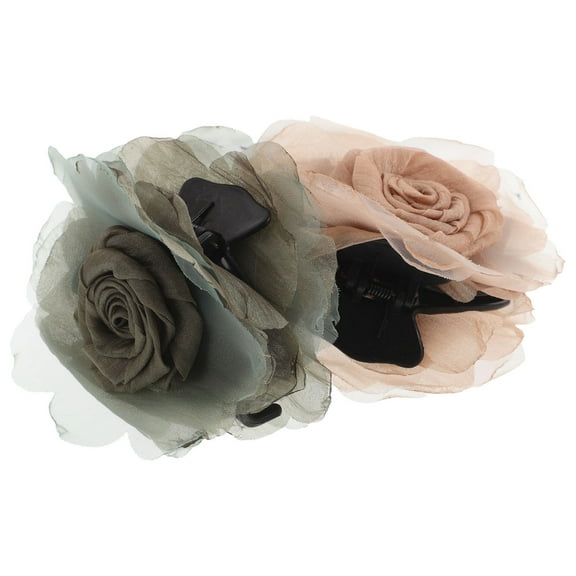 LOLIPPYY 2Pcs Assorted Color Rose Flower Hair Clips Elegant Decorative Claw Clips for Styling