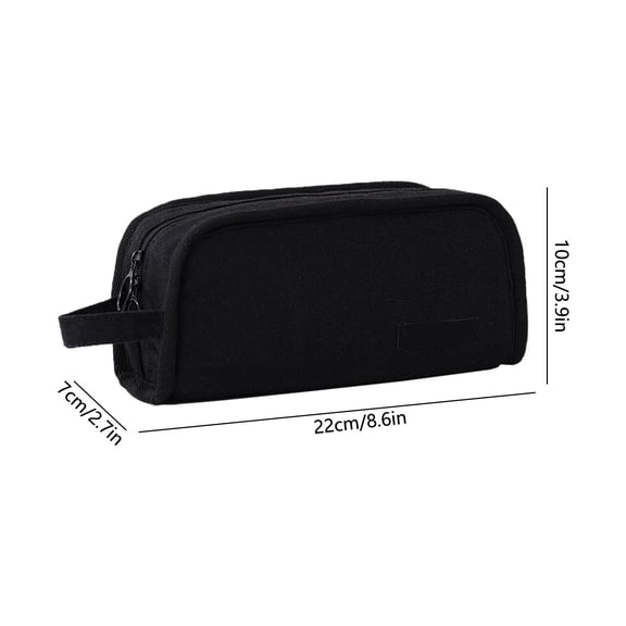 Pencil Case Canvas Large Capacity 8.7x3.9x2.8 Inch Minimalist Zipper Stationery Organizer Pen Pouch for Adults College Office, Black