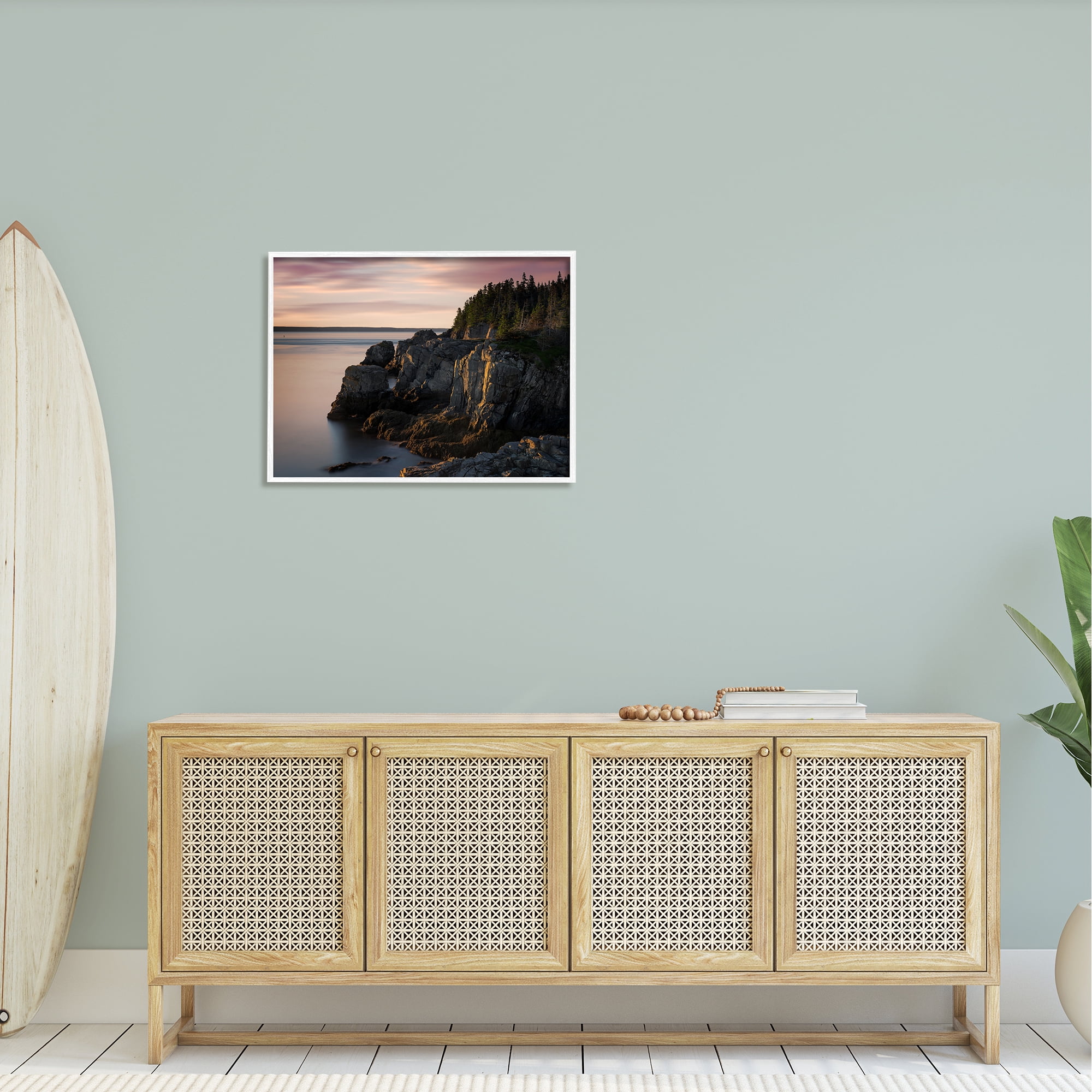 Stupell Rocky Cliff Seaside Nature Landscape Photography White Framed Art Print Wall Art