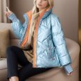thumbnail image 3 of Lovskoo Womens Winter Coats Quilted Jacket Zipper Long Sleeve Hooded Cotton Padded Jacket Blue, 3 of 6