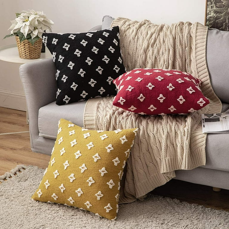 Throw Pillows, Rhombic Jacquard Pillow With Insert, Soft Square