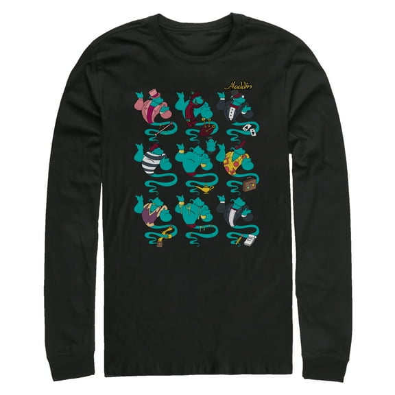 Men's Aladdin Genie Fashion Show  Long Sleeve Shirt Black Medium