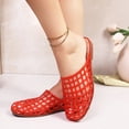 thumbnail image 4 of HOWPAY Clear Jelly Shoes Women on Jelly Mesh Hollow Slides Comfortable Closed Toe Flats Sandals Casual Summer Beach Slippers Red 36, 4 of 6