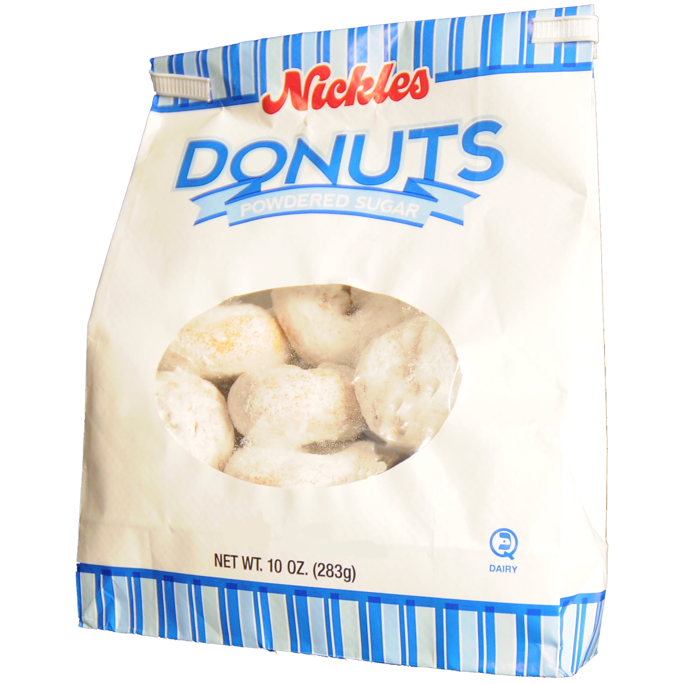Nickles Bakery Mini Powdered Sugar Bagged Donuts, 10-ounce.