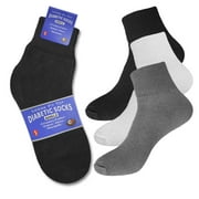 Diabetic Quarter Socks for Women Physicians Approved Loose Fit Socks 9-11 (Black/3 Pairs)