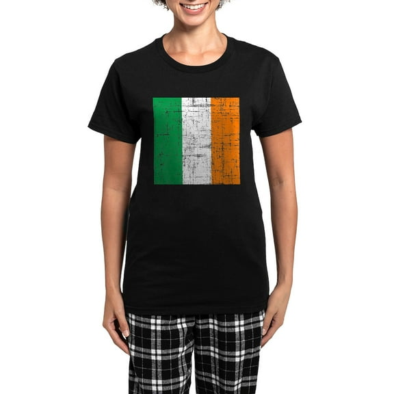 CafePress - Vintage Irish Flag Women's Dark Pajamas - Women's Short Sleeve Print T-Shirt and Pants Dark Cotton Pajama Set