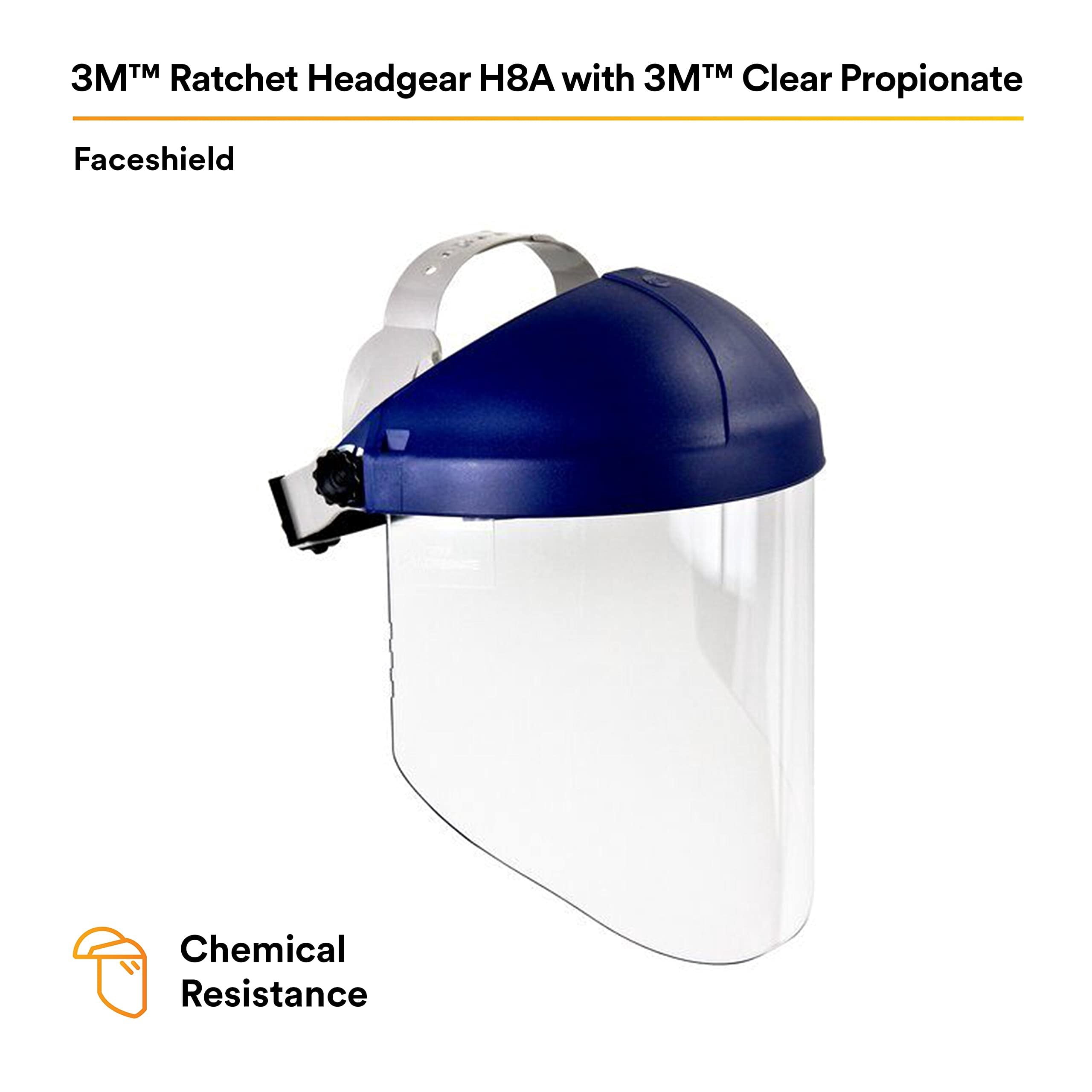 3M™ Ratchet Headgear H8A, 82782-00000, with 3M™ Clear Propionate Faceshield W96 5 EA/Case
