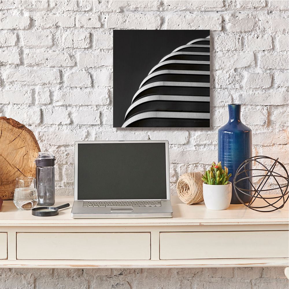 Stupell Industries Modern Architectural Organic Building Black White Photograph Canvas Wall Art Design by Andre Eichman, 24" x 24"