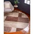 thumbnail image 1 of Unique Loom Autumn Collection Abstract Checkered Casual Warm Toned Round Rug, 3 Feet 3 Inch, Beige/Dark Brown, 1 of 5