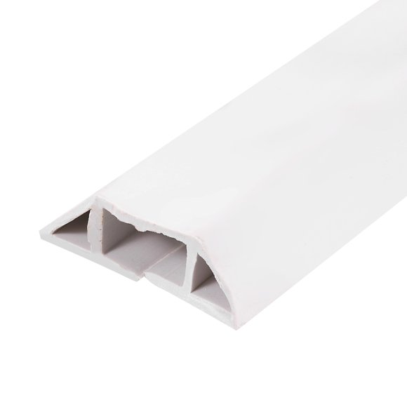 Unique Bargains 0.8"W x 0.4"H 5.9ft Floor Cord Cover PVC Cable Protector Cable Management White
