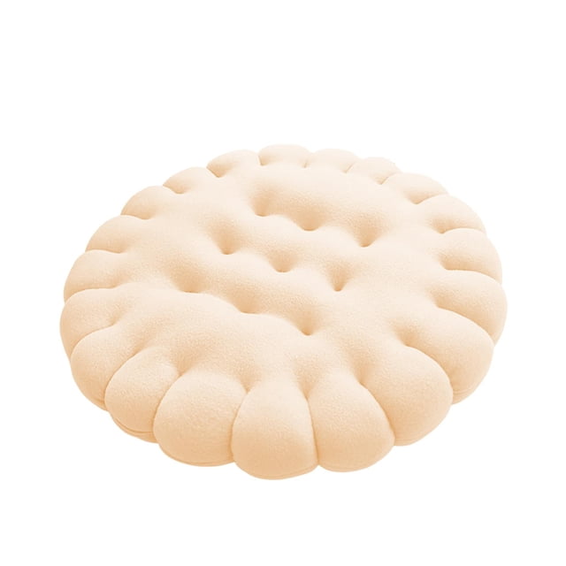 Cojín de forma de galleta cómodo cojín de piso suave para barra de balcón de dormitorio Beige