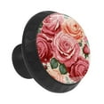 thumbnail image 2 of 12 Pcs Cabinet Knobs Pink Rose Pattern, Round Crystal Glass Drawer Dresser Wardrobe Handles Pulls Door Cupboard Hardware Knob with Screws for Home Kitchen, 2 of 6